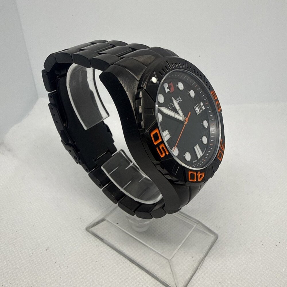 Calibre Akron Men's Black IP Steel Black Dial Quartz Date Dive Watch - Picture 9 of 15